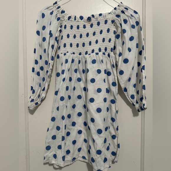 Billabong Wrangler Bellflower white polka dot off the shoulder mini dress XS - Picture 4 of 5